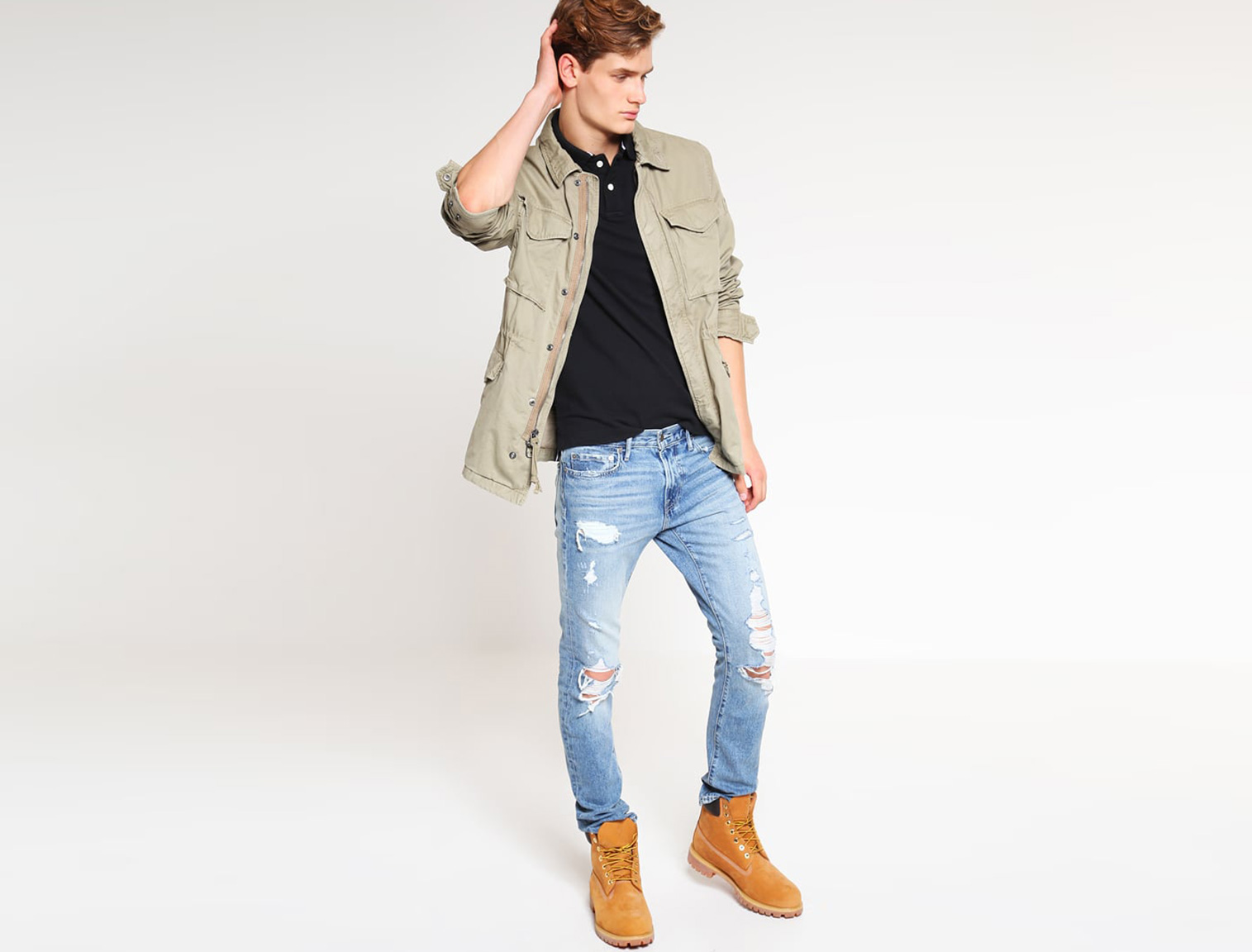 Look clásico con pantalones vaqueros Slim